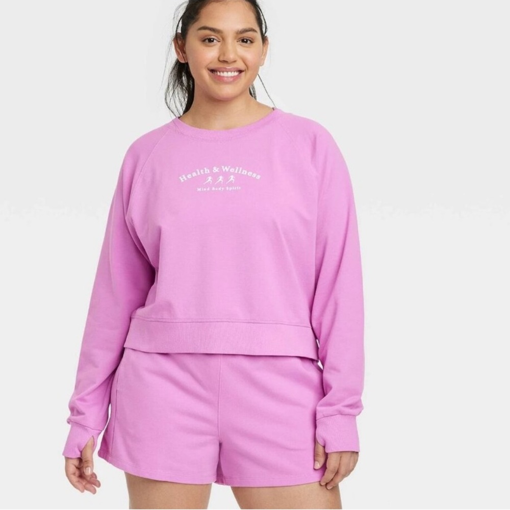 SET All In Motion Women's French Terry Crewneck Sweatshirt & Shorts